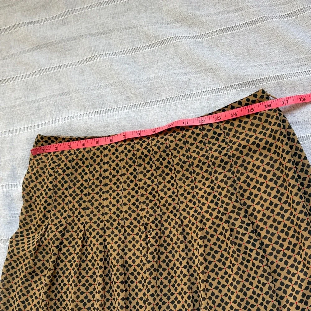 LOFT Tan and Black Geometric A-Line Pleated Skirt - Picture 11 of 12